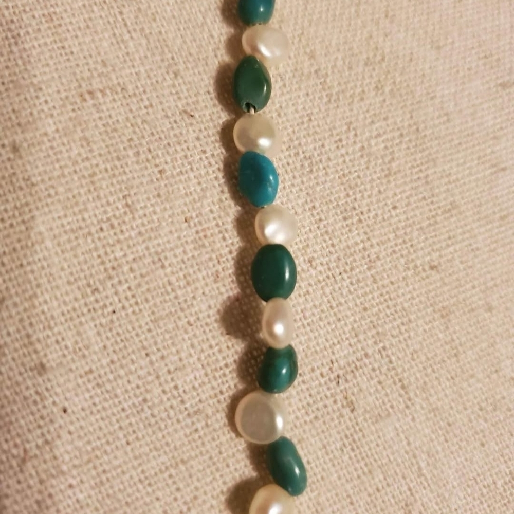Vtg Turquoise & Pearl Necklace